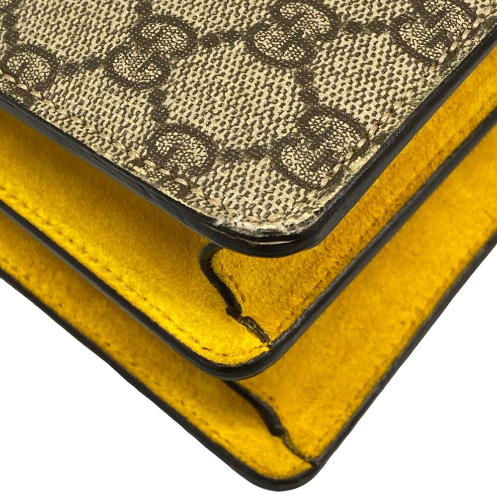 Gucci Dionysus,GG Plus GG Supreme Shoulder Bag 400249 Dark Brown Beige Yellow - Picture 6 of 15